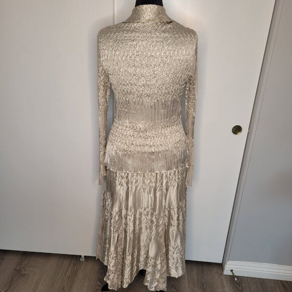 Komarov Champagne Satin & Lace Two-Piece Skirt Set – Top (L), Skirt (M) - Picture 3 of 16